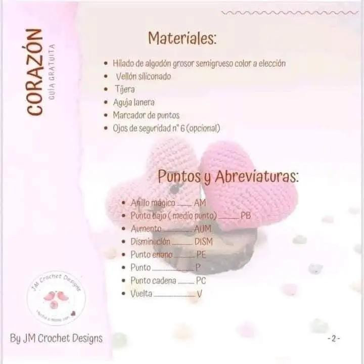 Guía gratuita para tejer corazones de crochet paso a paso