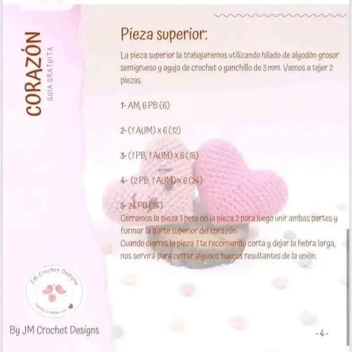 Guía gratuita para tejer corazones de crochet paso a paso