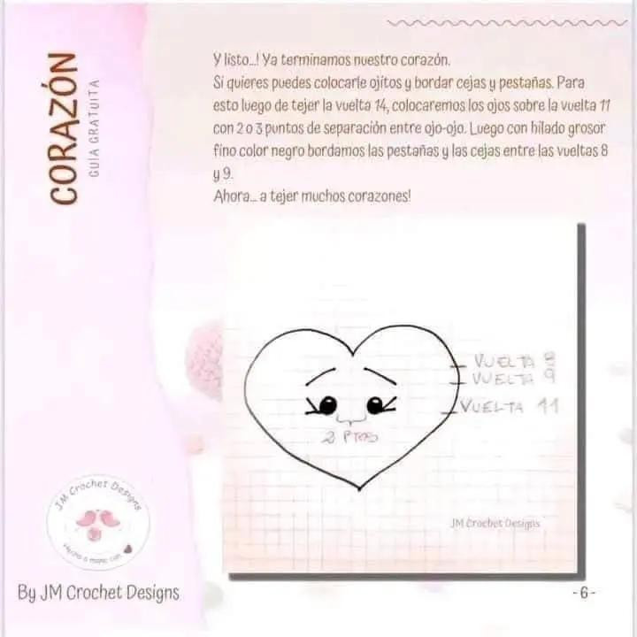 Guía gratuita para tejer corazones de crochet paso a paso