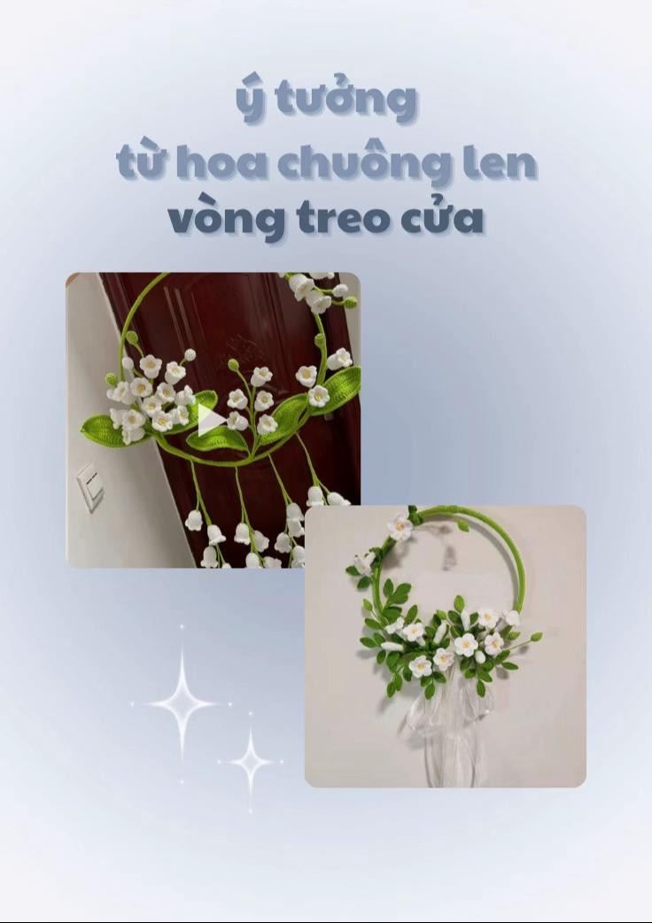 hoa chuông len,  hoang chuông len gương, hoa chuông len đèn ngủ, hoa chuông len đèn treo, hoa chuông len móc cặp sách, hoa chuông len vòng treo cửa, hoa chuông len dây treo đèn,