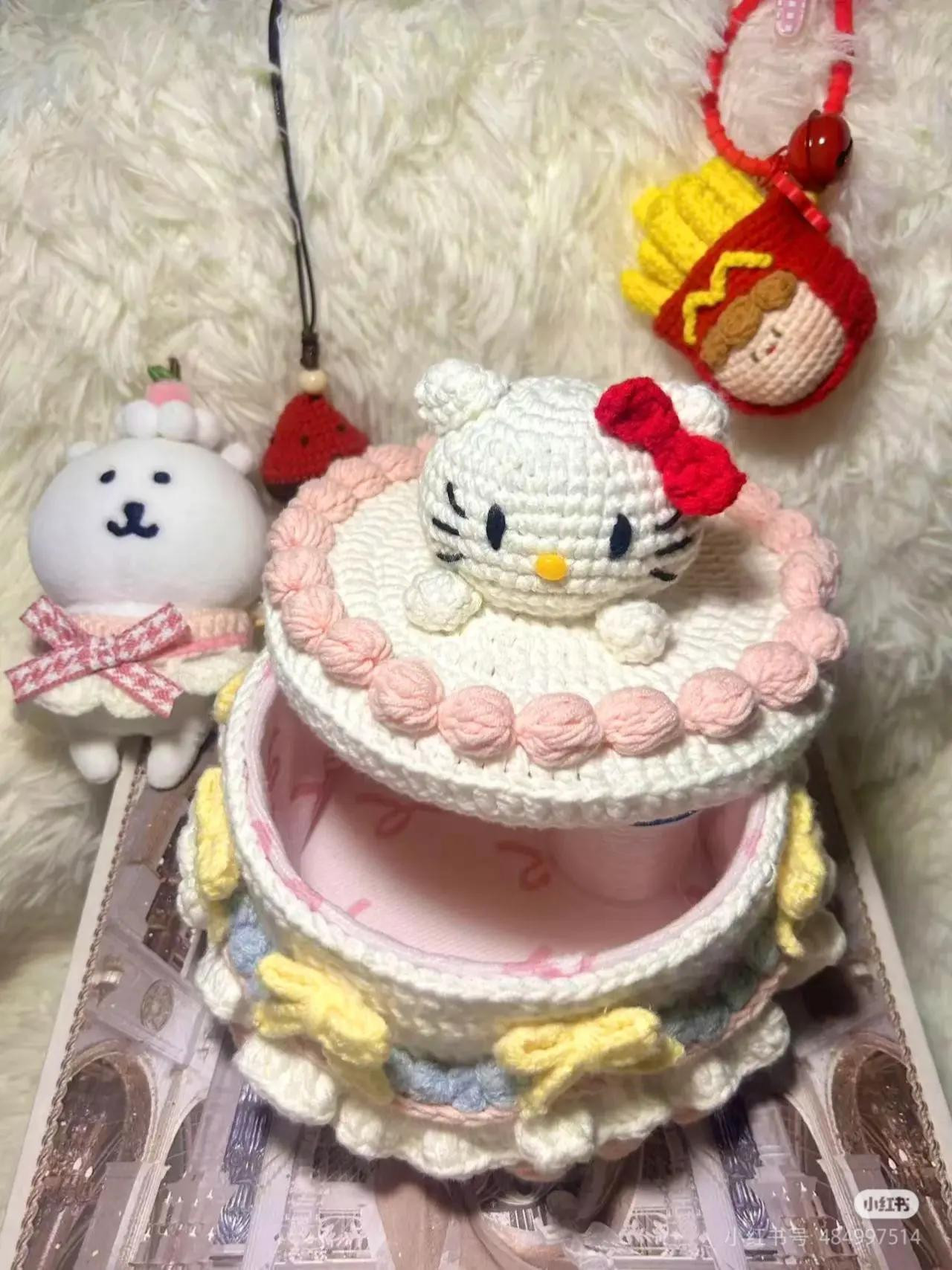hướng dẫn móc bánh kem hello kitty