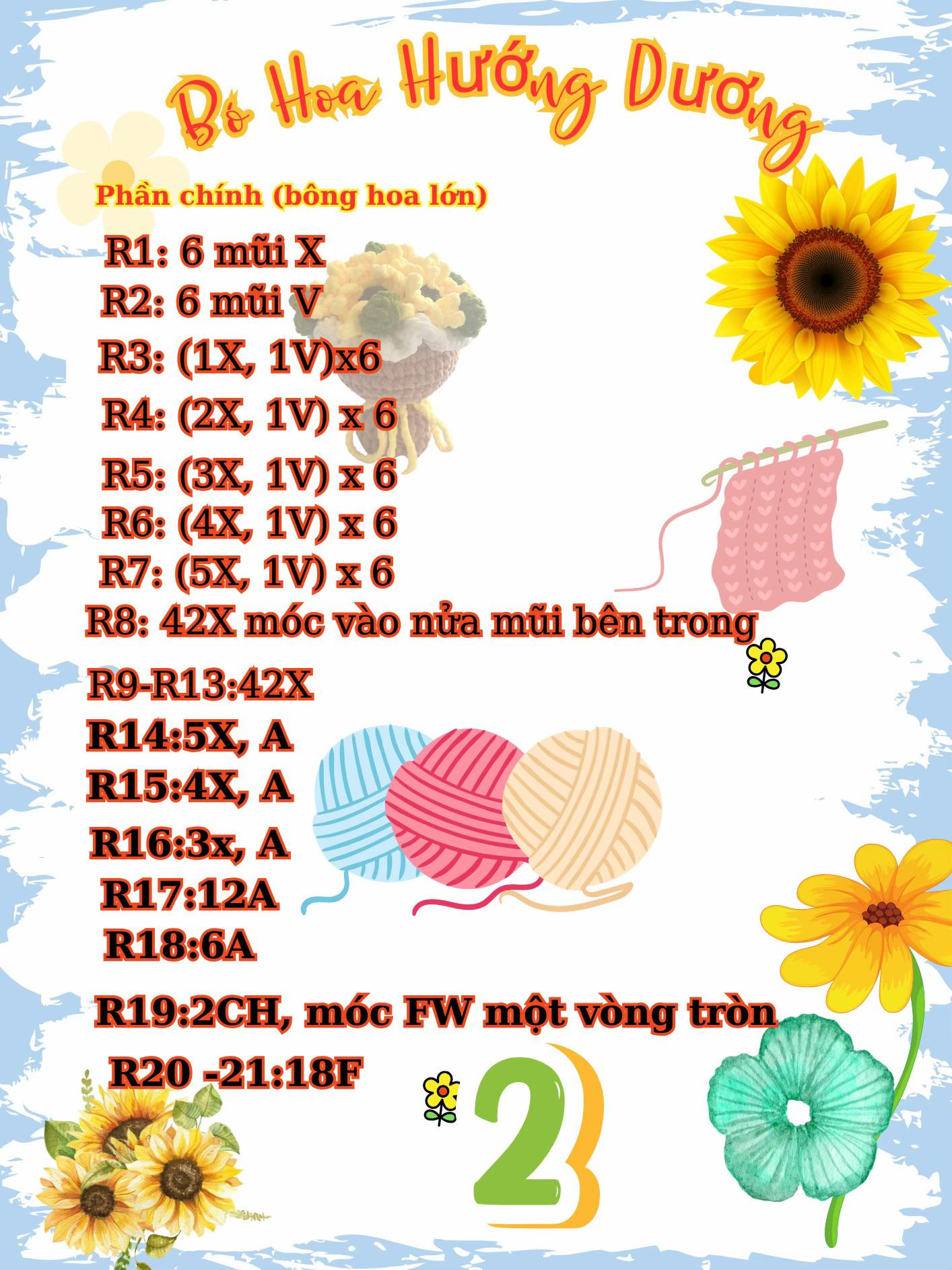 hướng dẫn móc bó hoa hướng dương