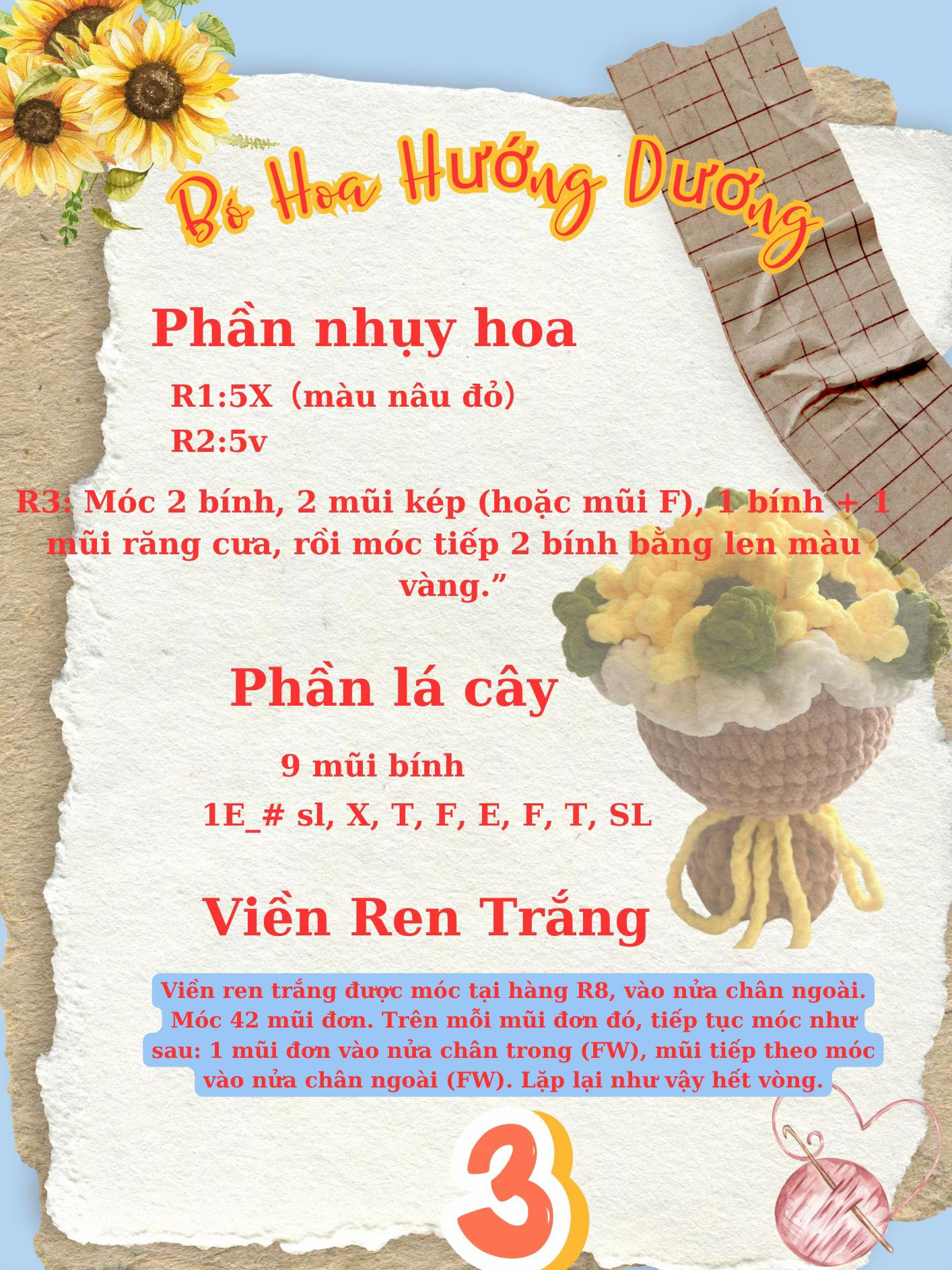 hướng dẫn móc bó hoa hướng dương