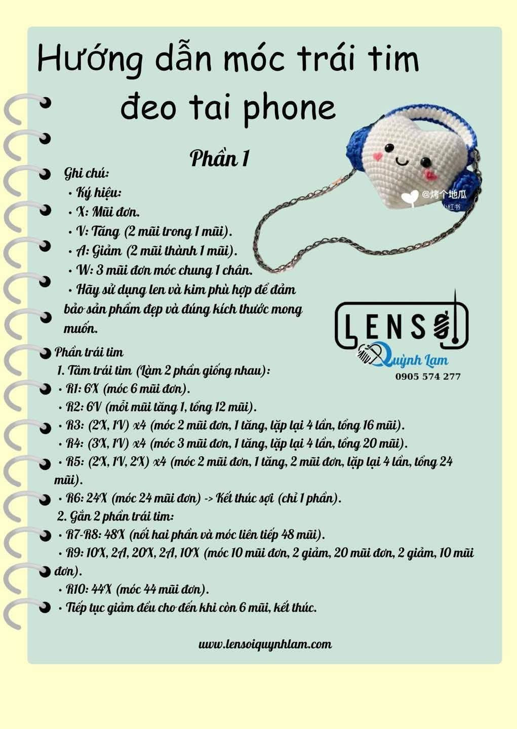 Hướng dẫn móc trái tim đeo tai phone