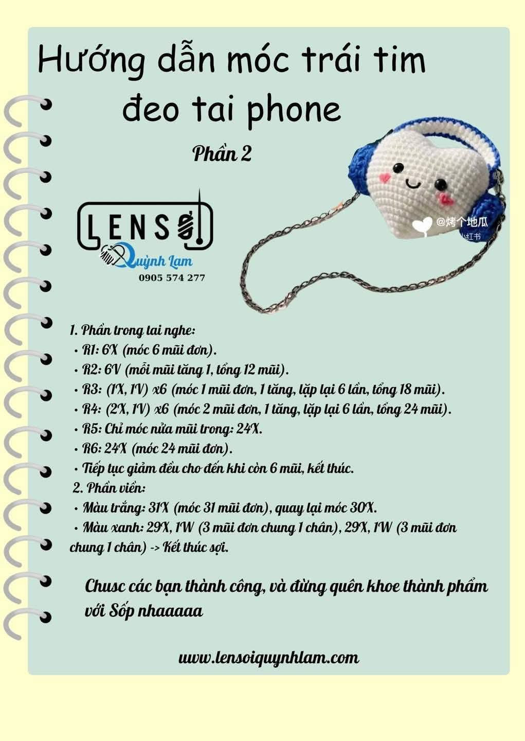 Hướng dẫn móc trái tim đeo tai phone