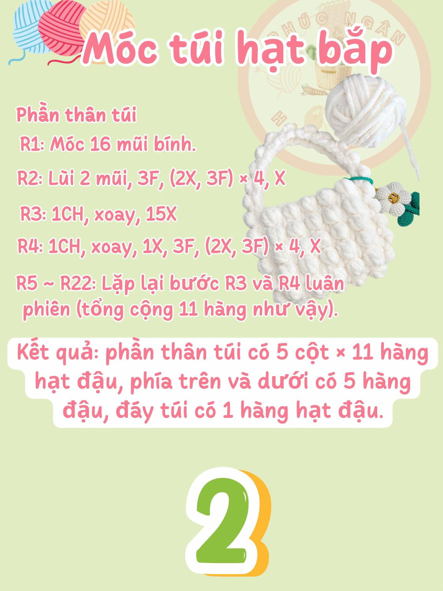 Hướng dẫn móc túi hạt bắp