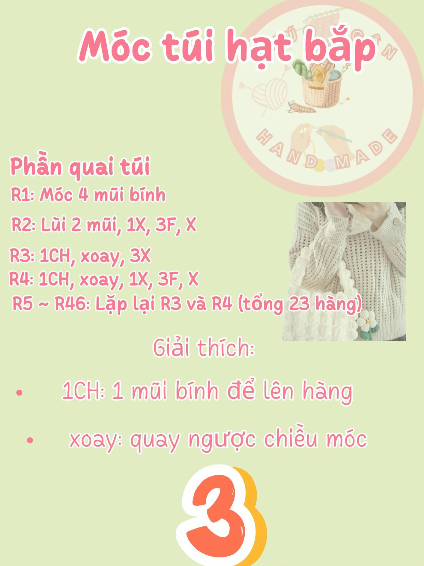 Hướng dẫn móc túi hạt bắp