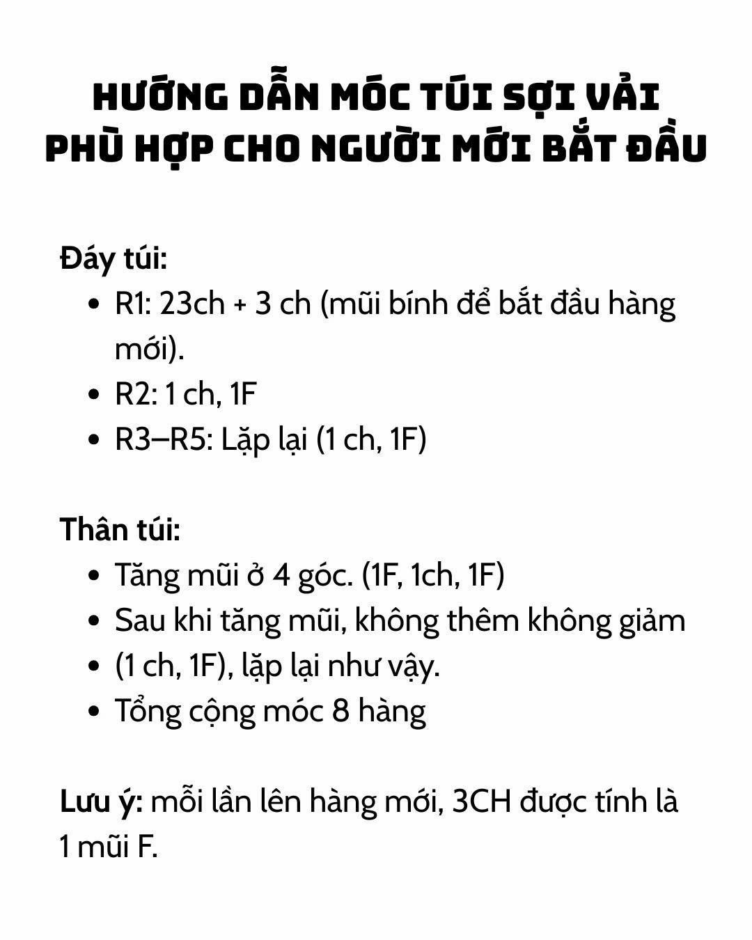Hướng dẫn móc túi sợi vải phù hợp cho người mới bắt đầu