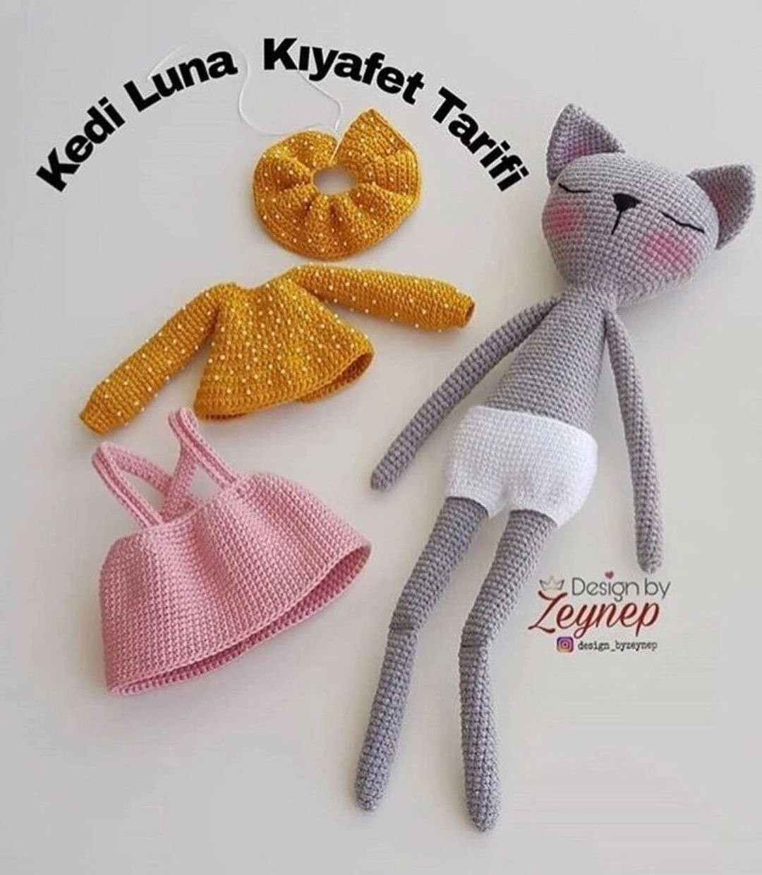 Игрушка котик амигуруми в платье с бесплатной схемой вязания