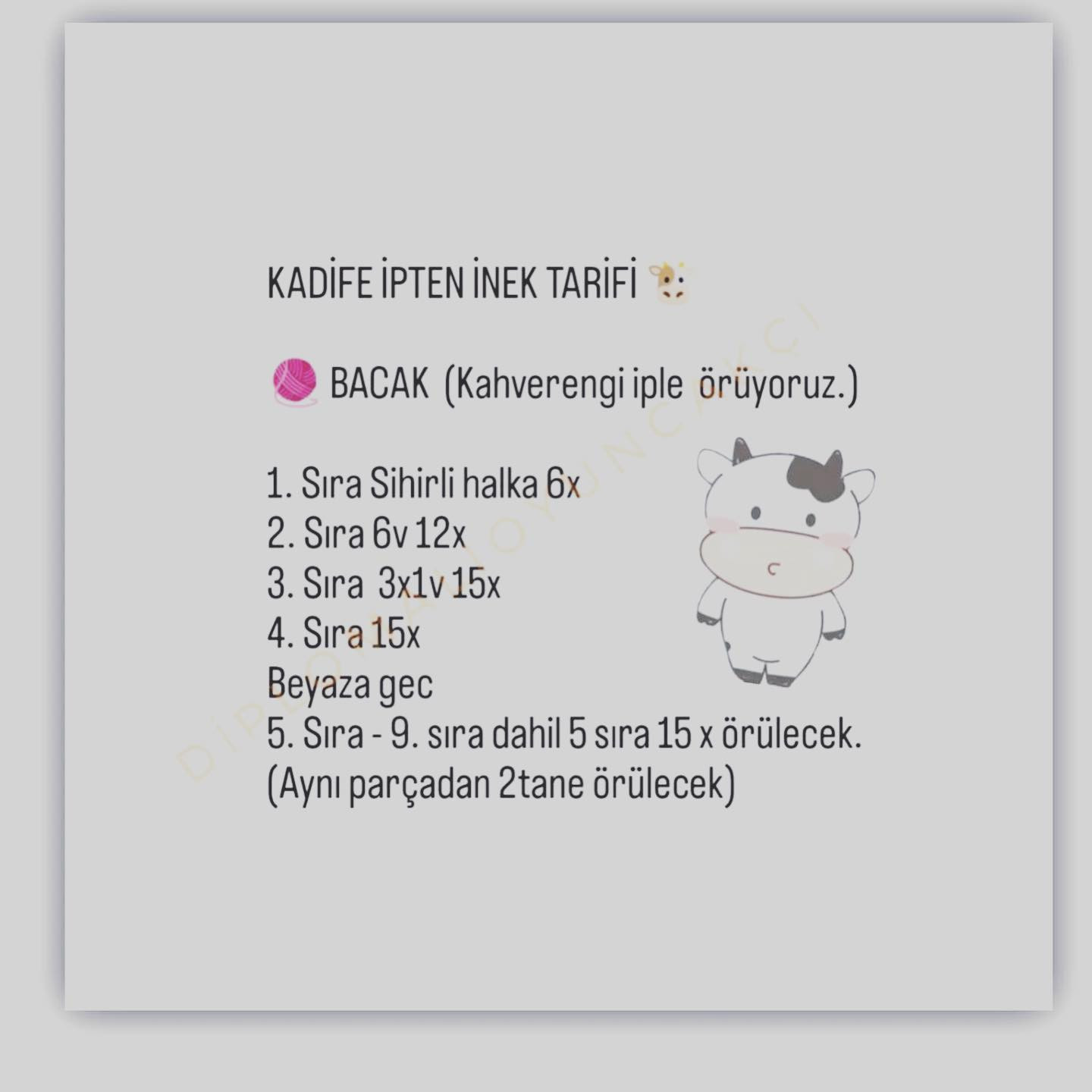 Kadife İpten Sevimli İnek Amigurumi Tarifi