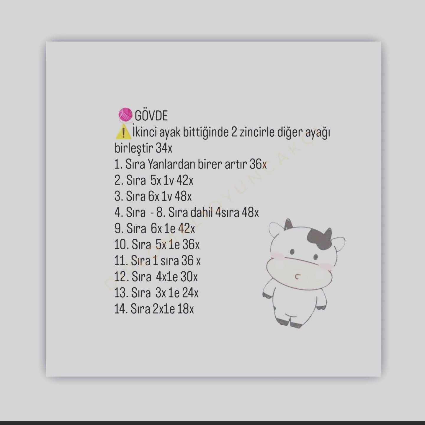 Kadife İpten Sevimli İnek Amigurumi Tarifi