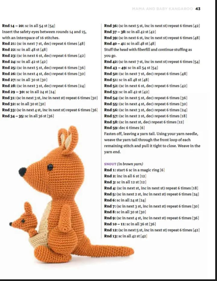 Kangaroo Amigurumi Crochet Pattern with Video Tutorials Included