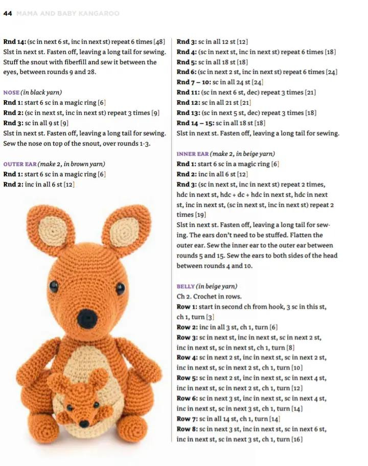 Kangaroo Amigurumi Crochet Pattern with Video Tutorials Included