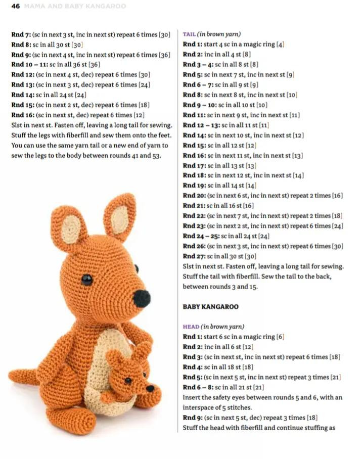 Kangaroo Amigurumi Crochet Pattern with Video Tutorials Included