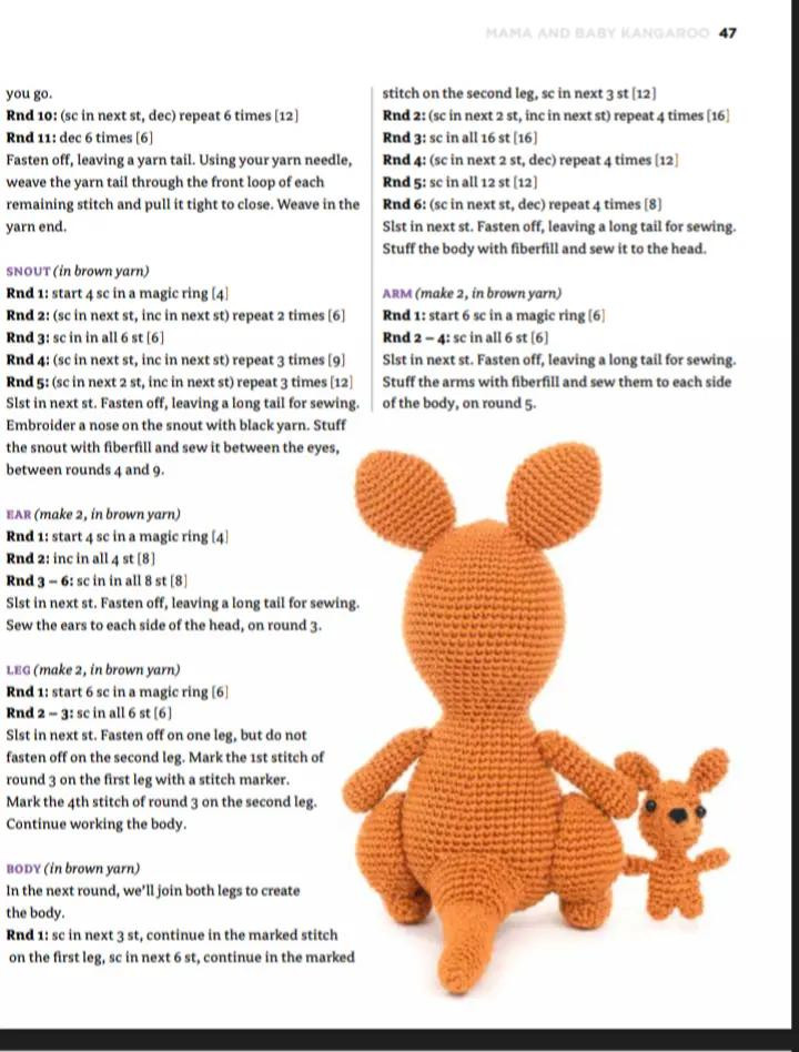 Kangaroo Amigurumi Crochet Pattern with Video Tutorials Included