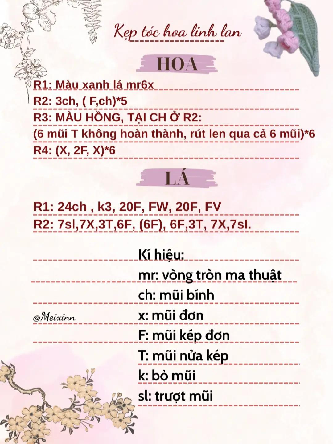 kẹp tóc hoa linh lan móc len