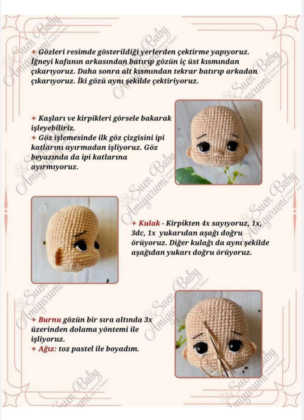 Kırmızı Çiçekli Amigurumi Kız Bebek Modeli ve Yapılış Şeması