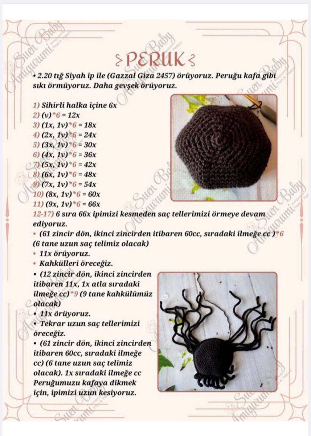 Kırmızı Çiçekli Amigurumi Kız Bebek Modeli ve Yapılış Şeması