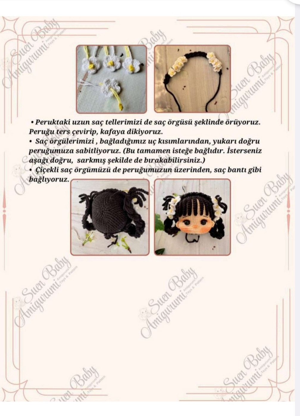 Kırmızı Çiçekli Amigurumi Kız Bebek Modeli ve Yapılış Şeması