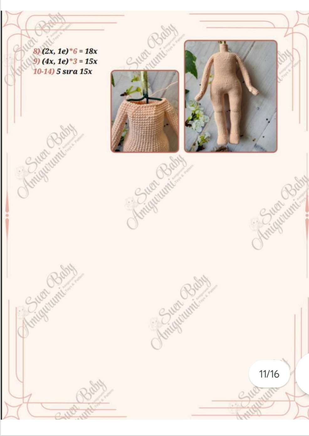 Kırmızı Çiçekli Amigurumi Kız Bebek Modeli ve Yapılış Şeması
