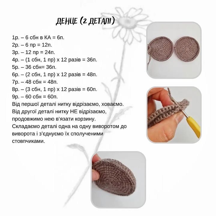 Корзинка з квітами, схема в'язання гачком для початківців