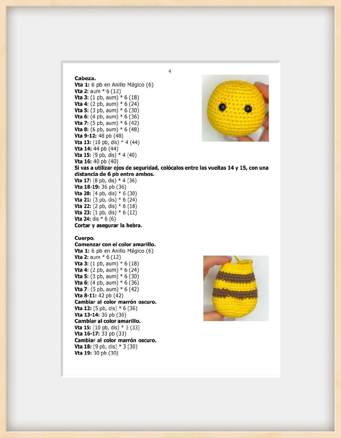 Linda abejita de amigurumi con patrón detallado
