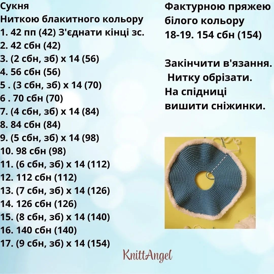 Лялька Снігуронька в синьому вбранні з новорічною ялинкою
