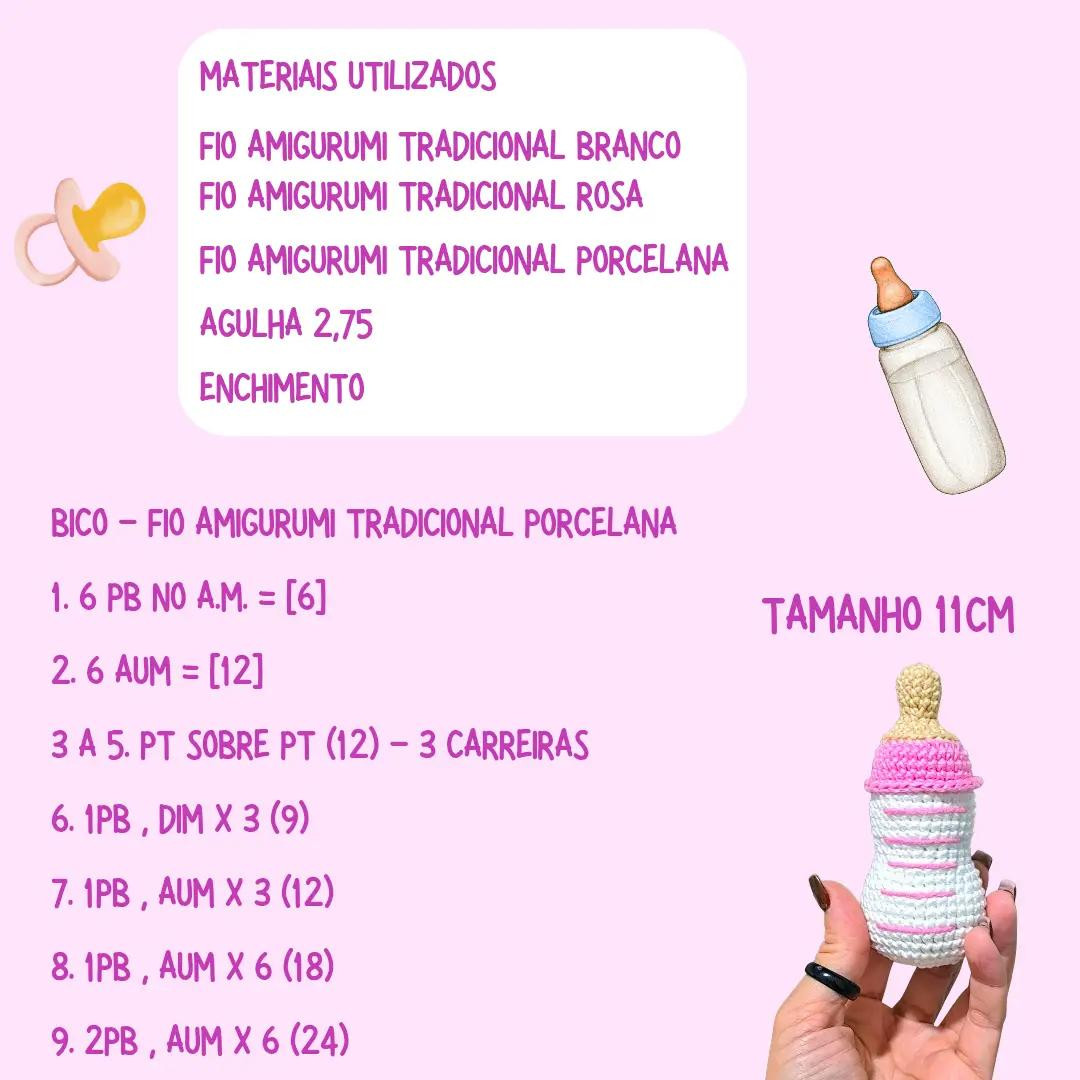 Mamadeira de Amigurumi: Gráfico de Crochê Gratuito e Detalhado