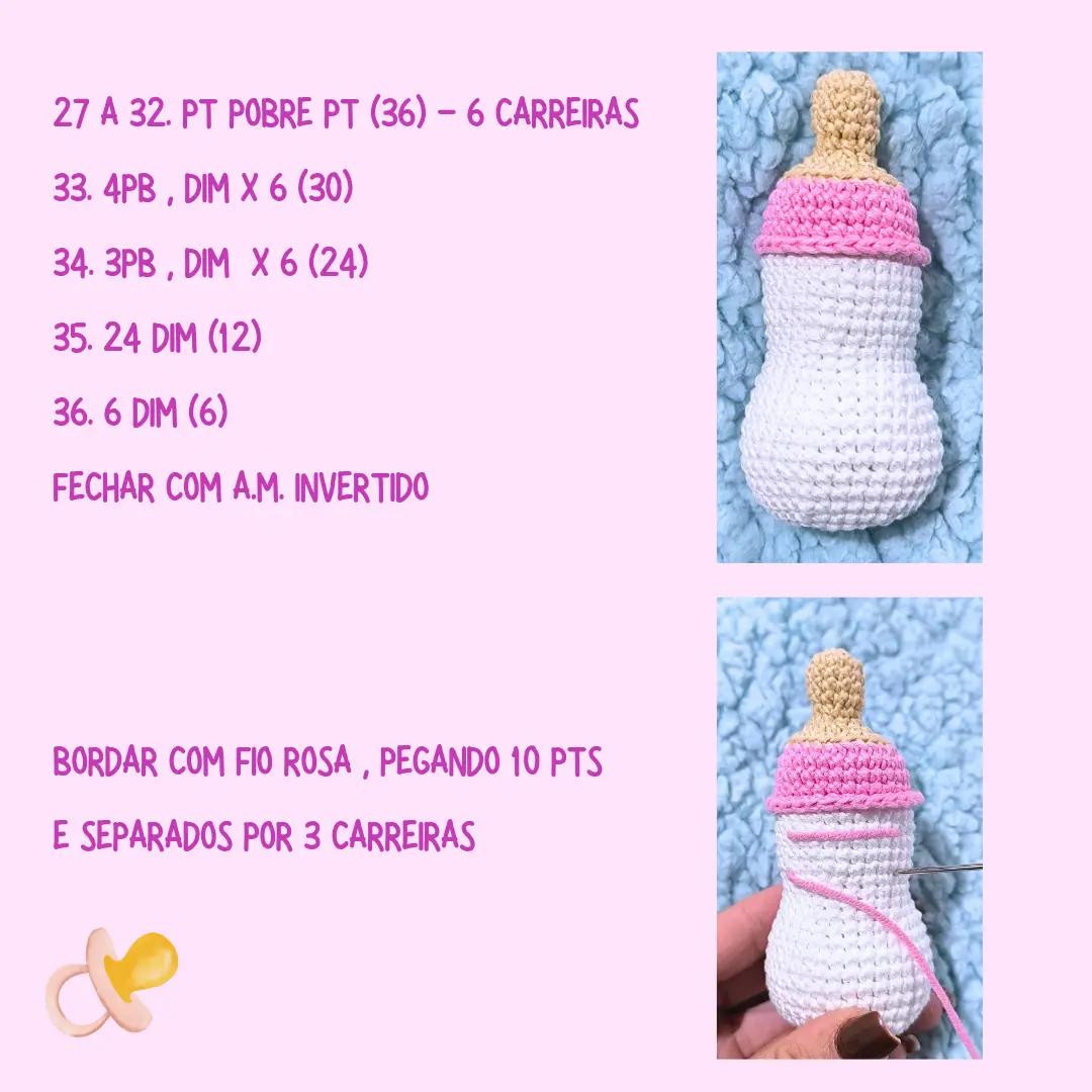 Mamadeira de Amigurumi: Gráfico de Crochê Gratuito e Detalhado