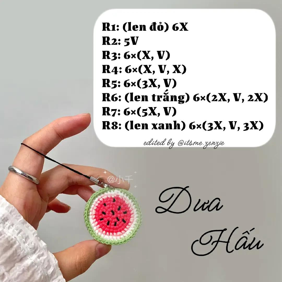 móc khóa dưa hấu chart len