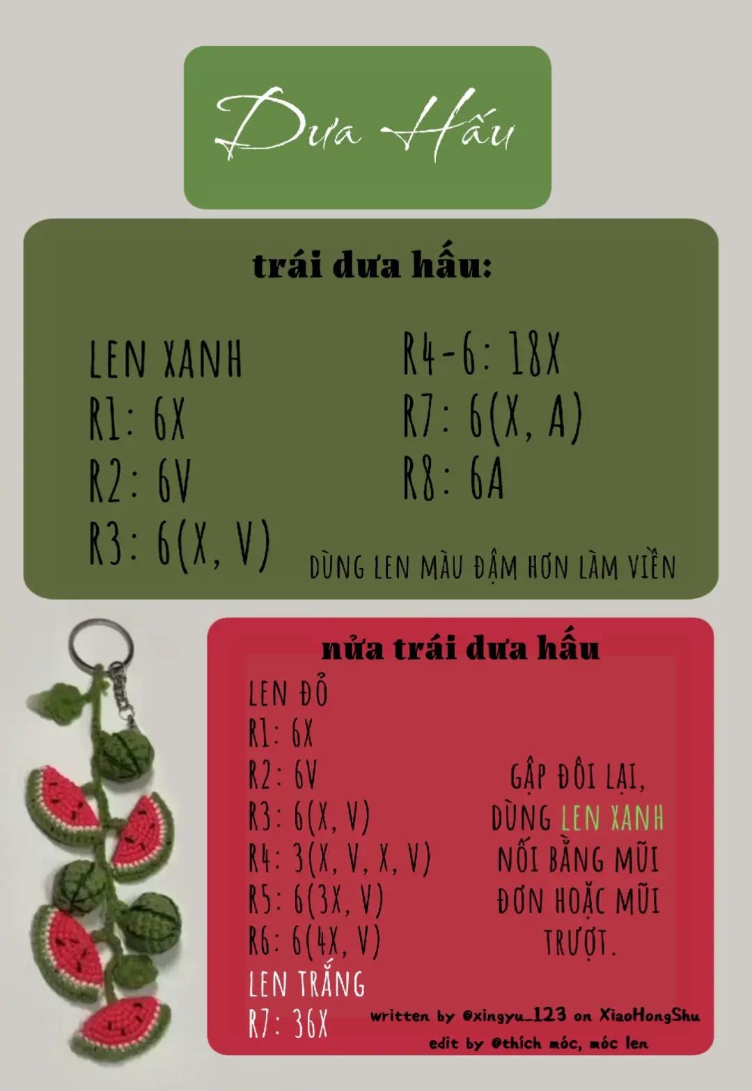 móc khóa dưa hấu chart len