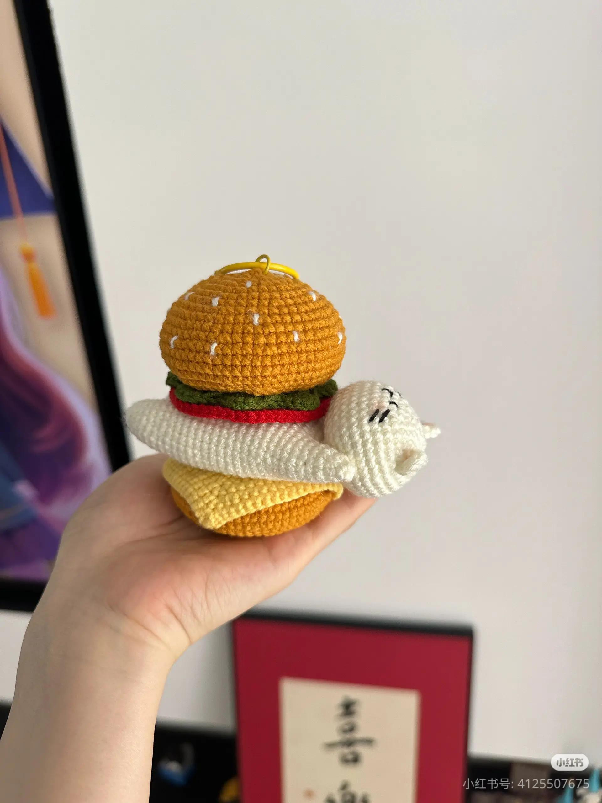 Móc Len Hình Hamburger Ngộ Nghĩnh Cho Móc Khóa