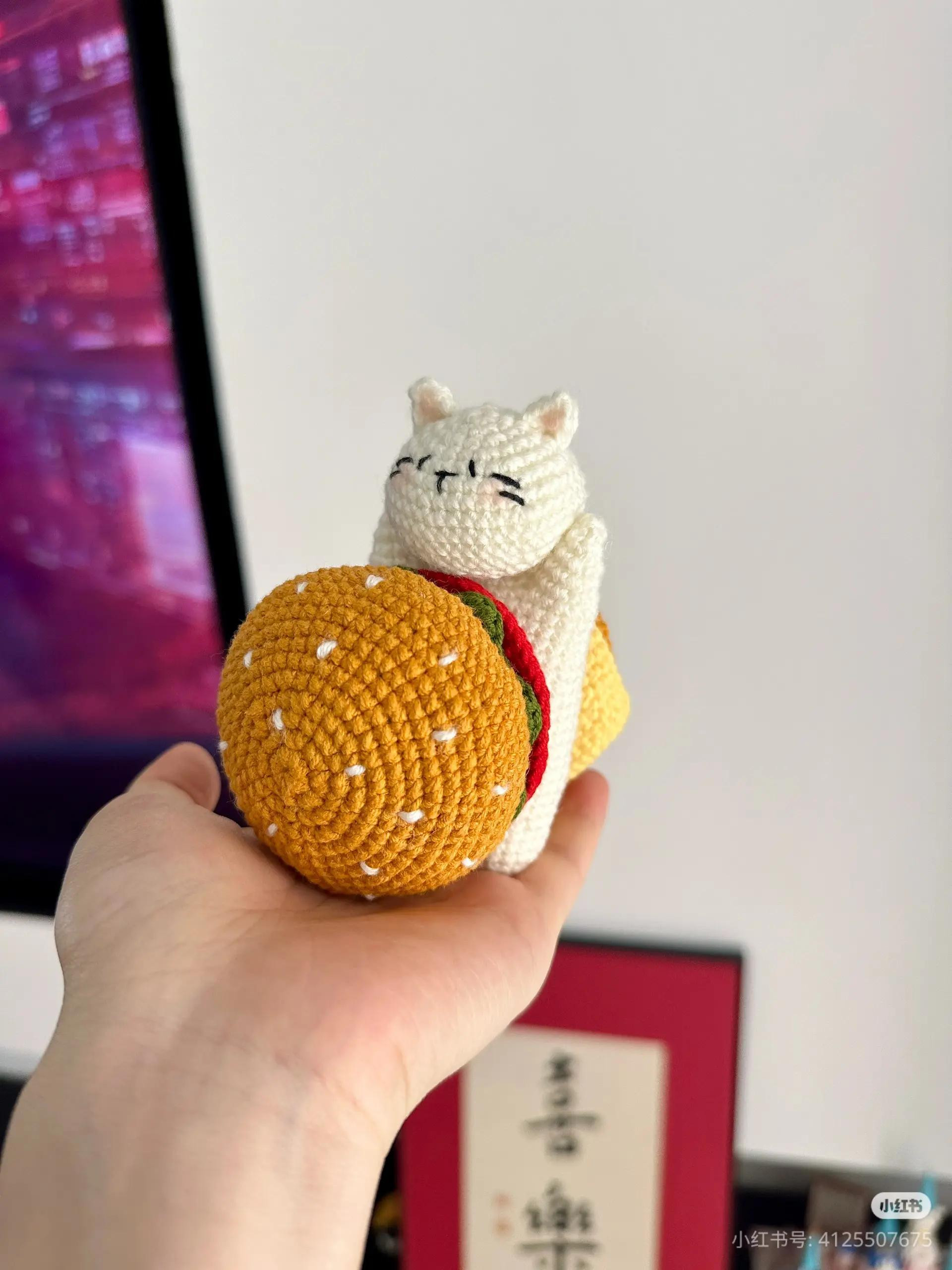 Móc Len Hình Hamburger Ngộ Nghĩnh Cho Móc Khóa
