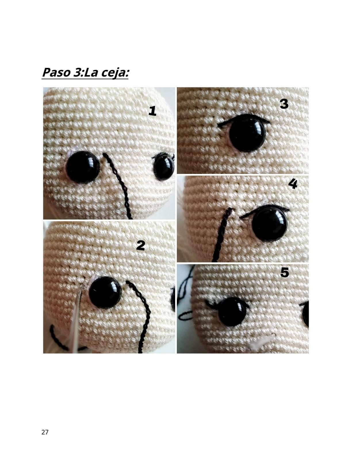 Muñeca Amigurumi con vestido azul y capa rosa para tejer a crochet