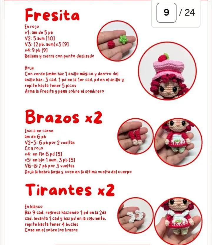 Muñeca de crochet con sombrero y vestido colorido