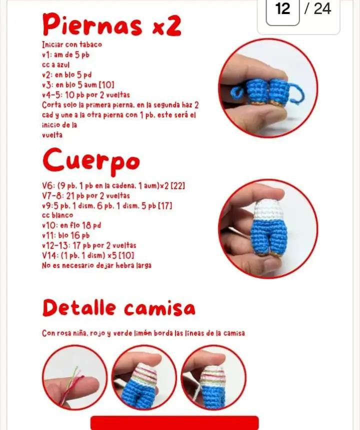 Muñeca de crochet con sombrero y vestido colorido
