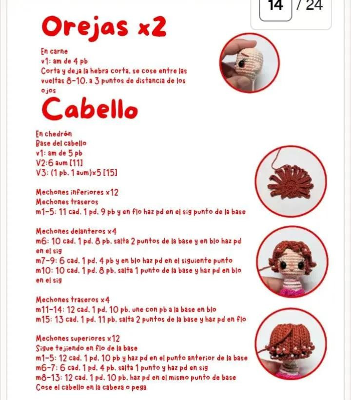 Muñeca de crochet con sombrero y vestido colorido