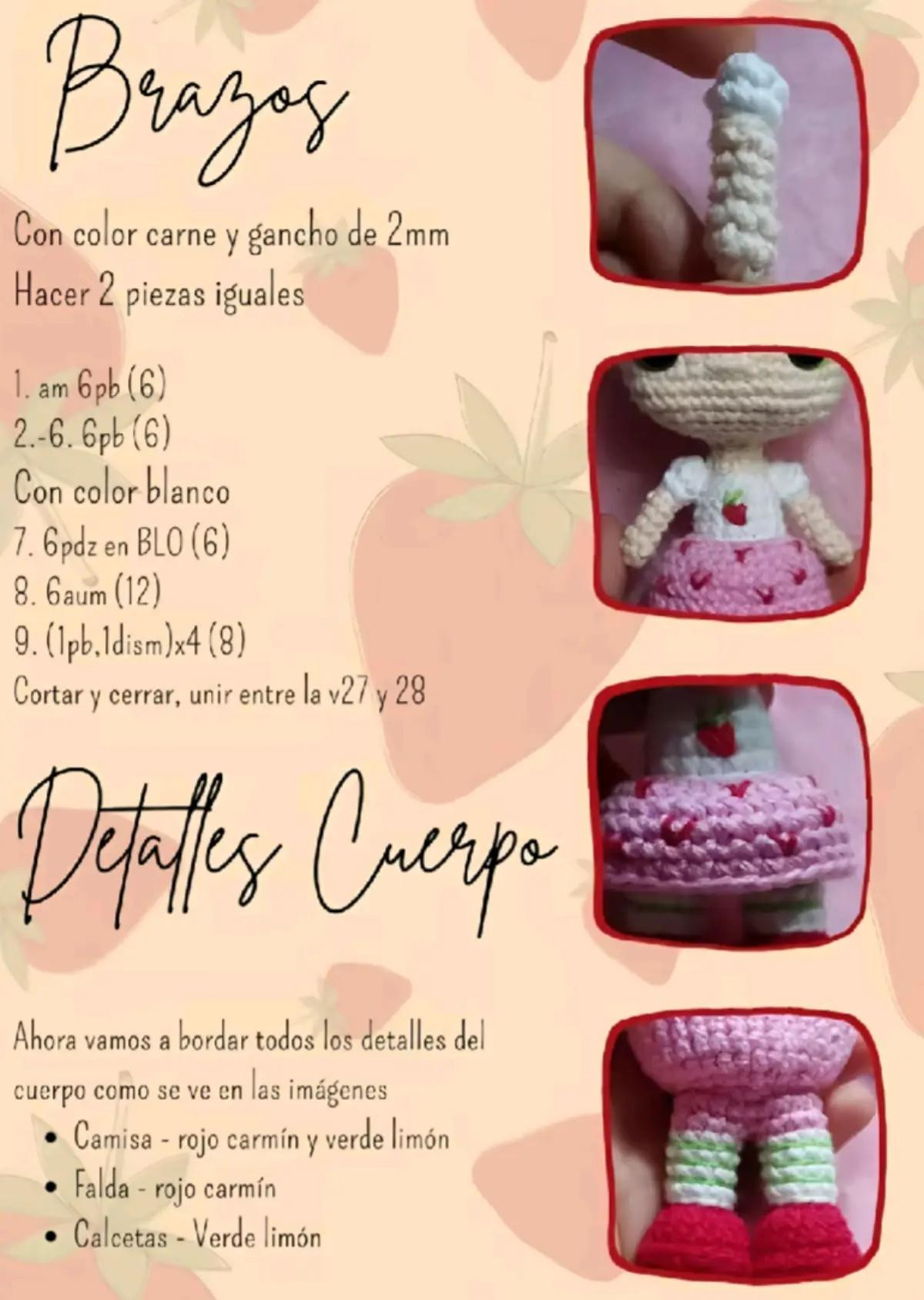 Muñeca de ganchillo inspirada en un personaje de fresa