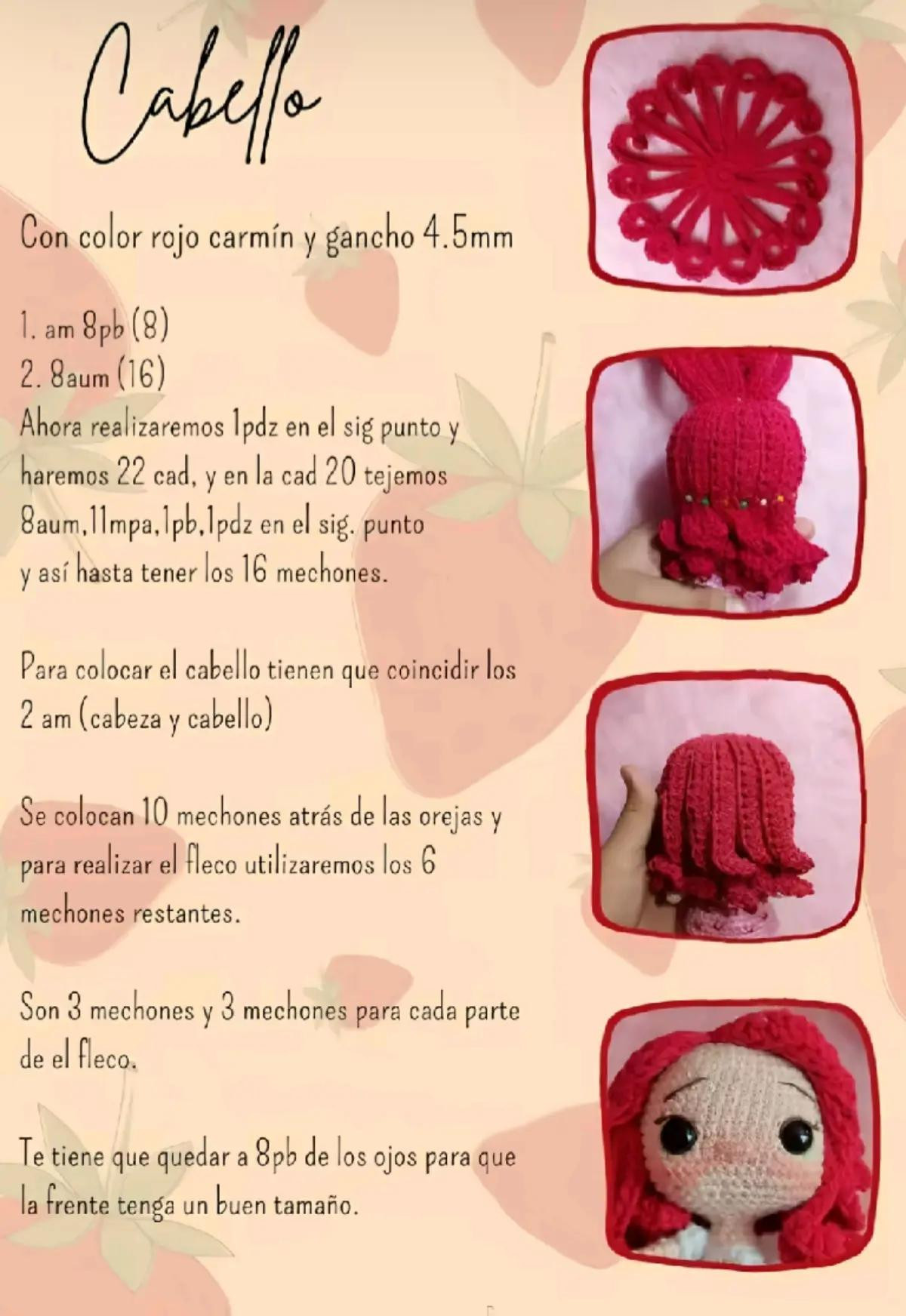 Muñeca de ganchillo inspirada en un personaje de fresa