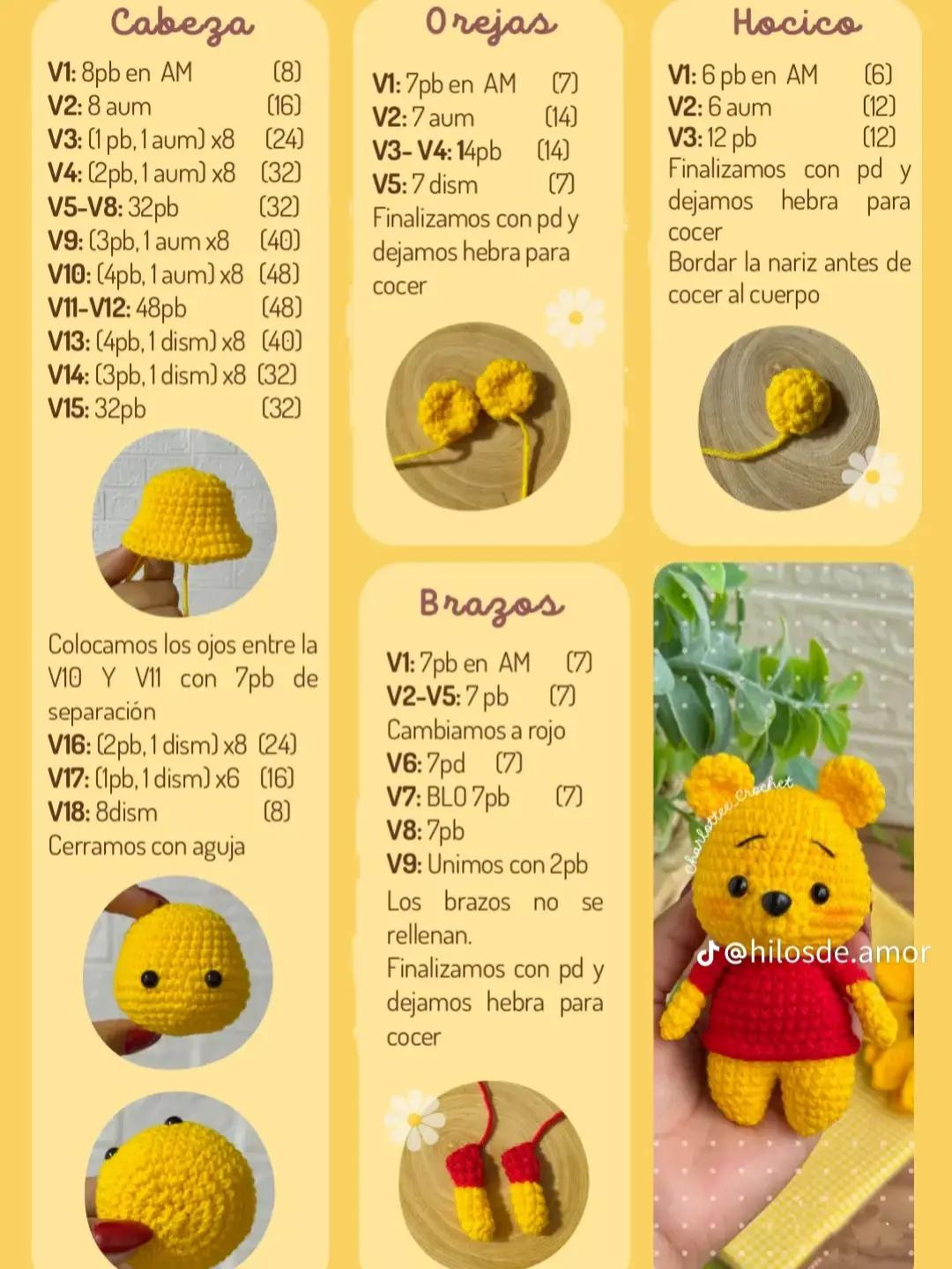 Muñeco de crochet de osito con abeja y corazón para tejedores apasionados