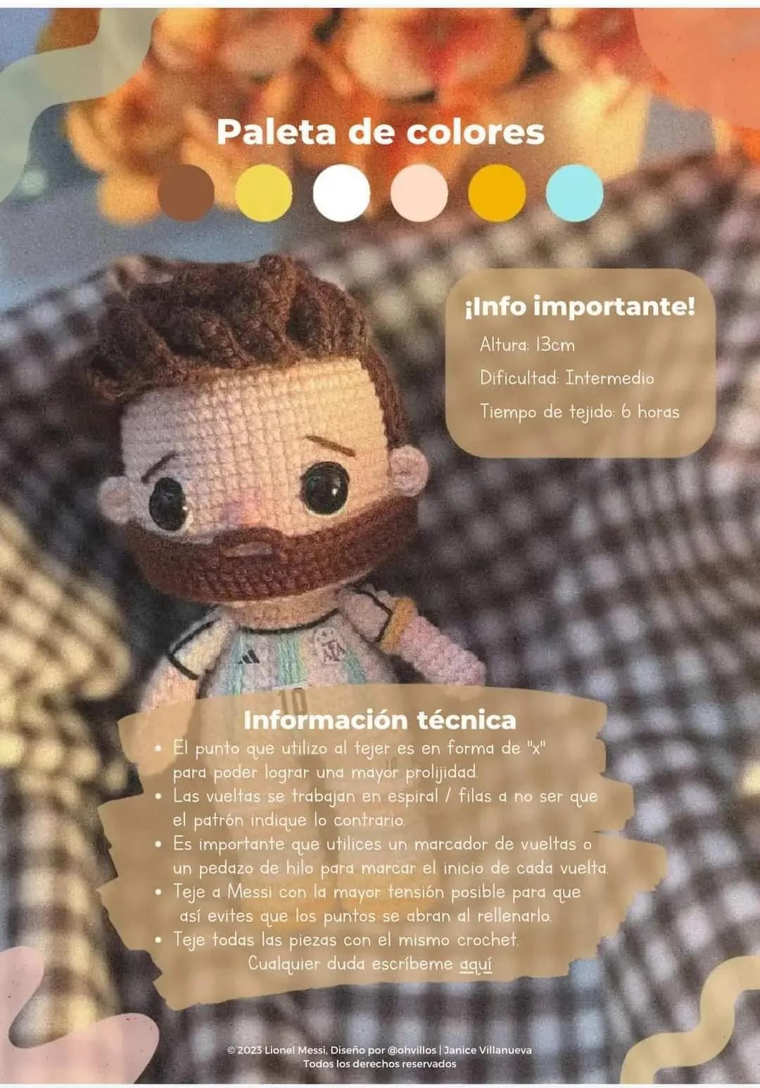 Muñeco de ganchillo inspirado en un famoso futbolista argentino