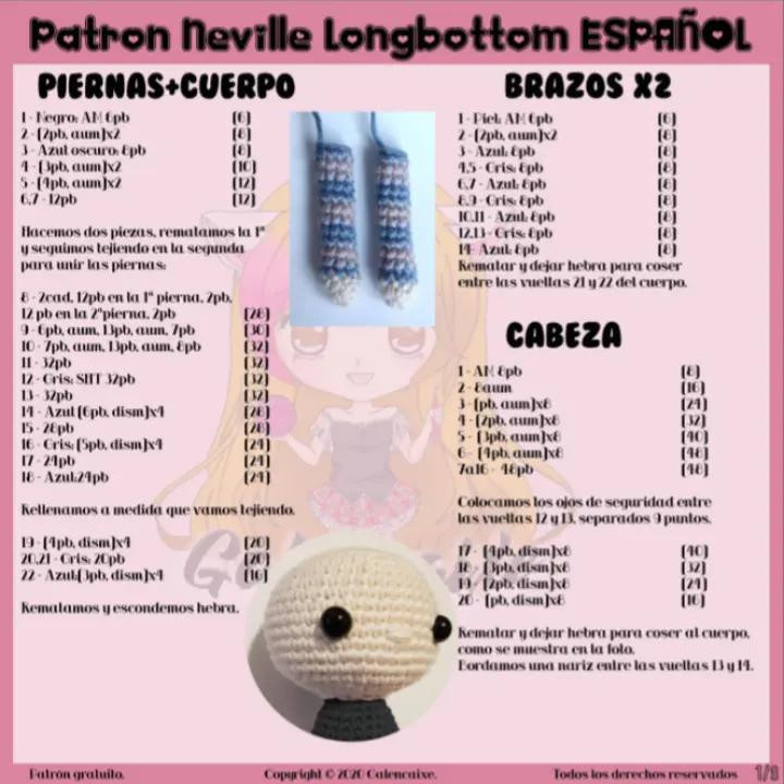 "Neville Longbottom Amigurumi: Patrón de Muñeco de Ganchillo Gratis"