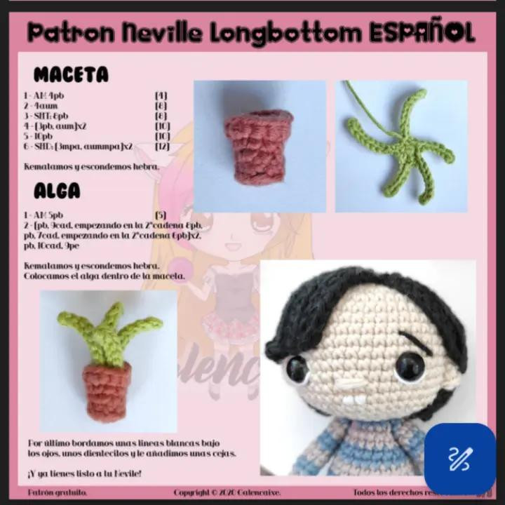 "Neville Longbottom Amigurumi: Patrón de Muñeco de Ganchillo Gratis"