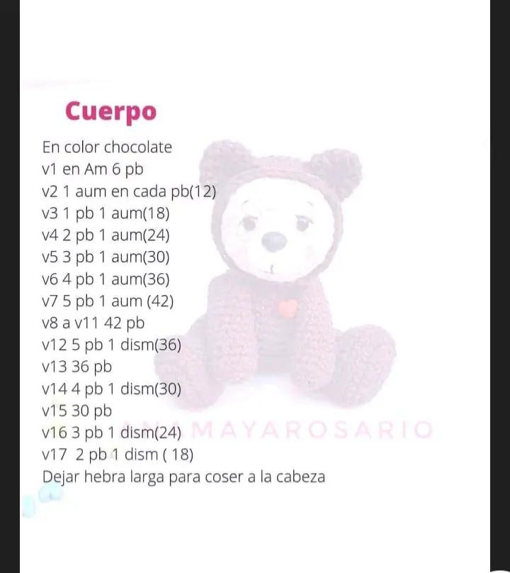 Osito de crochet con corazón rojo: patrón detallado para tejedores