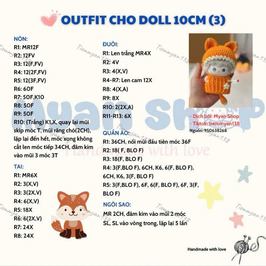 outfit cho doll 10cm