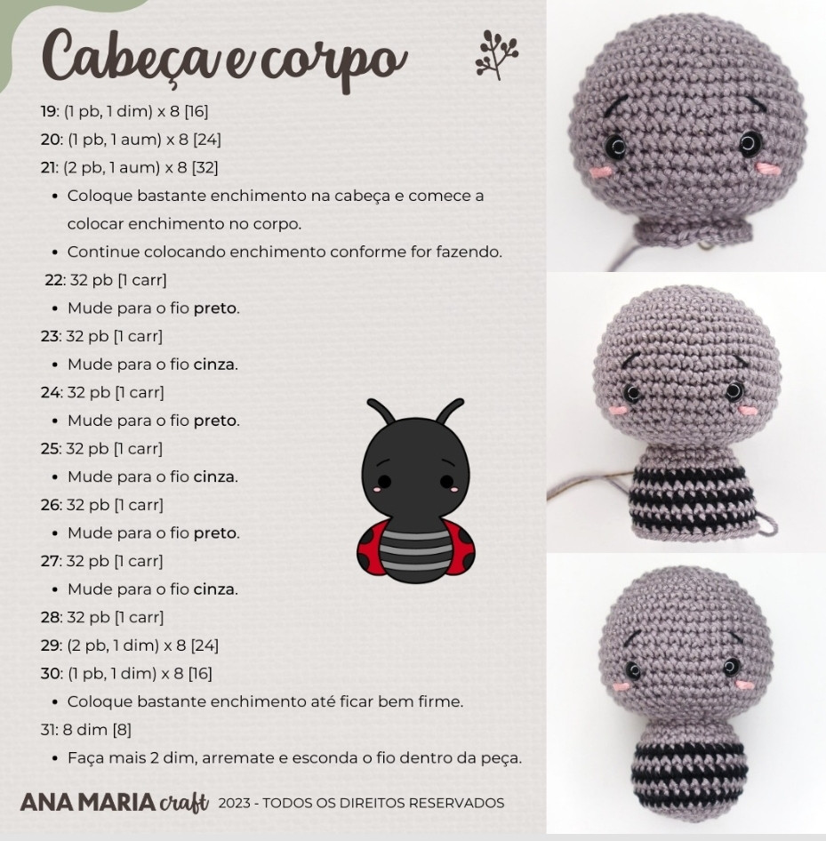 Padrão de Amigurumi de Joaninha Adorável: Receita Grátis para Crochê