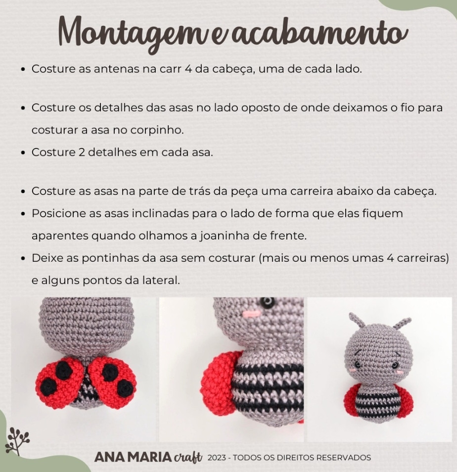 Padrão de Amigurumi de Joaninha Adorável: Receita Grátis para Crochê