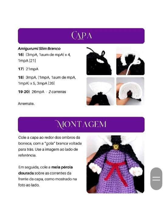 Padrão de Amigurumi: Rainha Má Elegante em Crochê