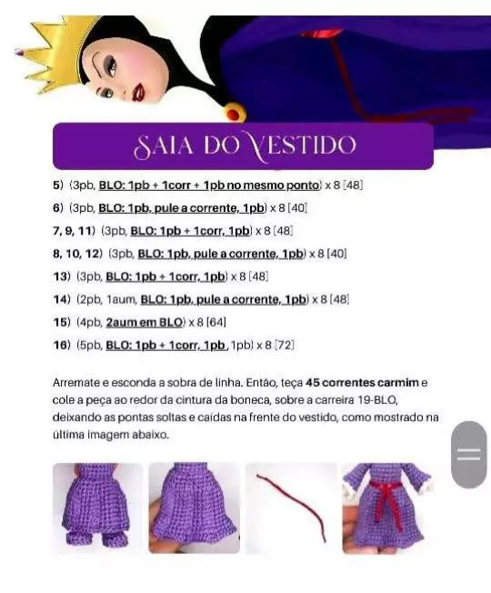 Padrão de Amigurumi: Rainha Má Elegante em Crochê