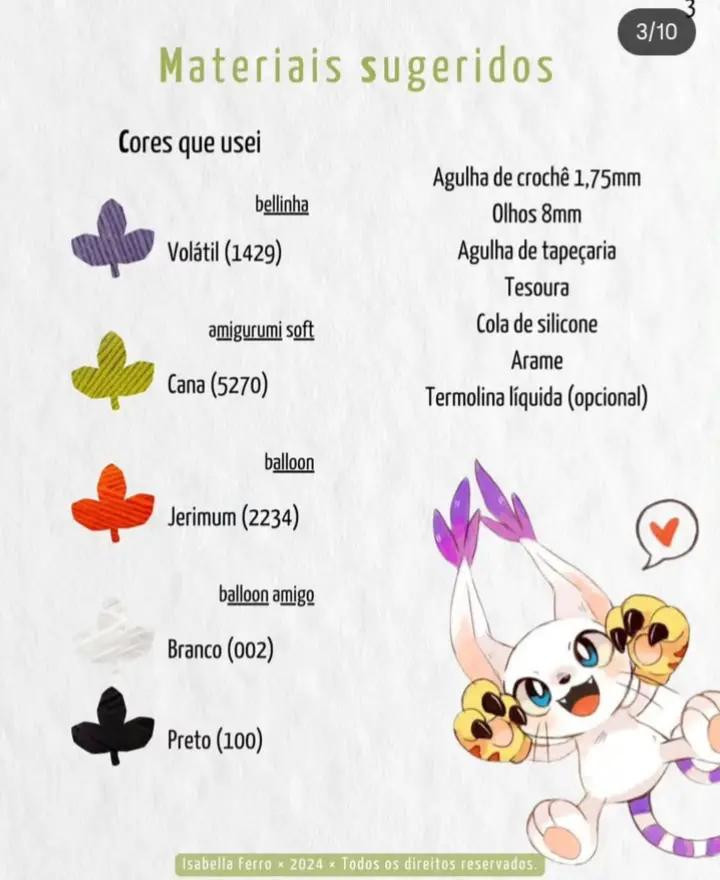 Padrão de Amigurumi Tailmon Gratuito por Isabella Ferro